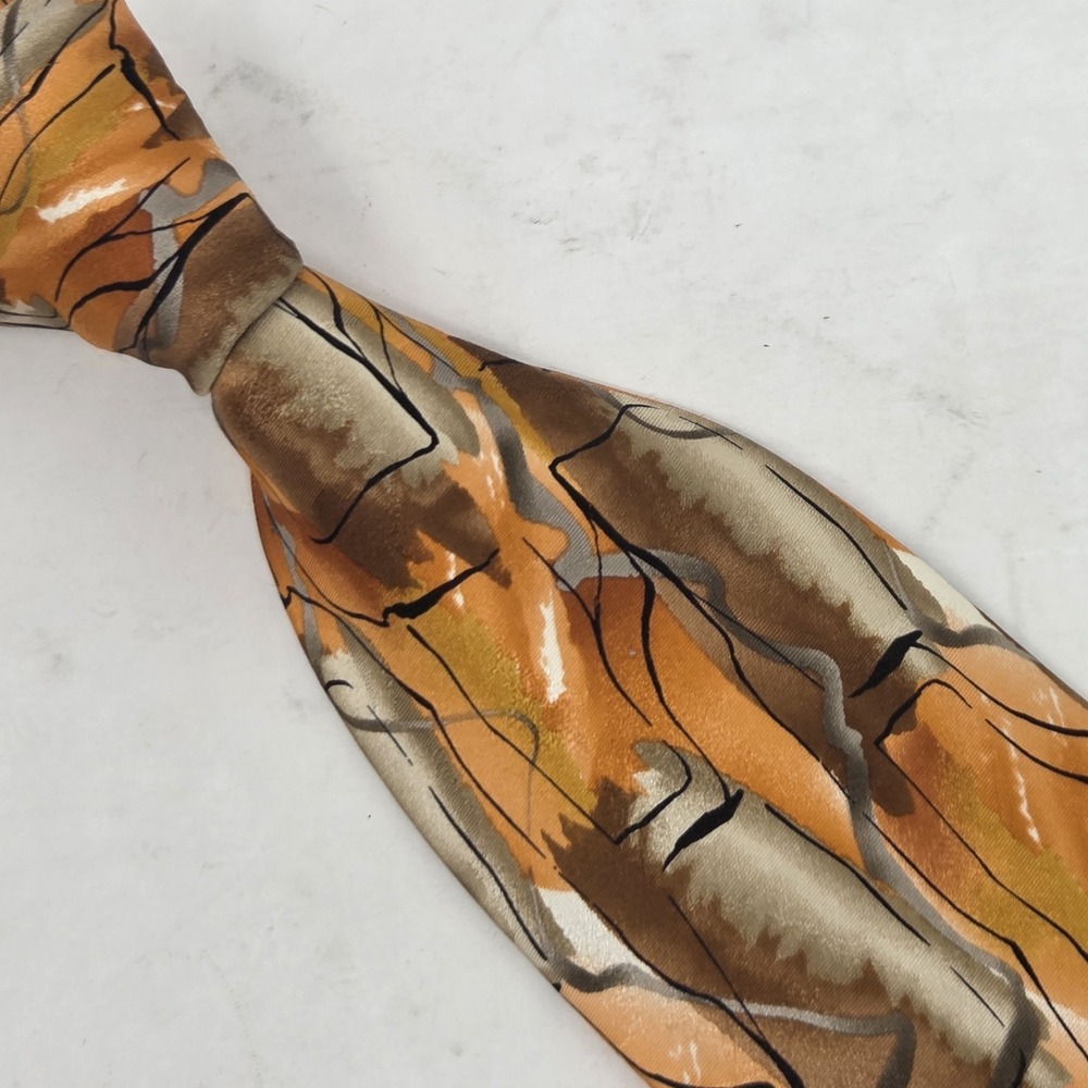J. Garcia "Wetlands 1" Abstract Silk Tie Collection‎ 56 Brown Orange